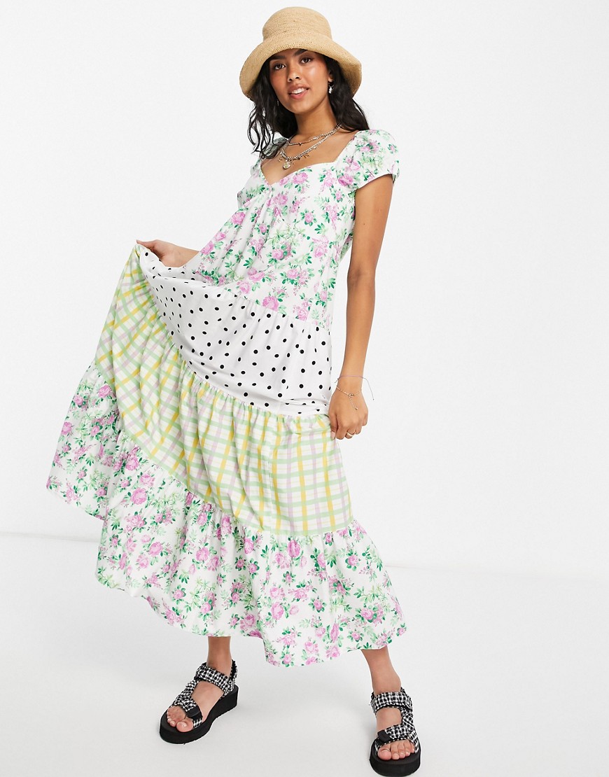 Warstwowa sukienka maxi typu babydoll w kwiatowy wzór plus size defekt 46 Warstwowa-sukienka-maxi-typu-babydoll-w-kwiatowy-wzor-plus-size-46