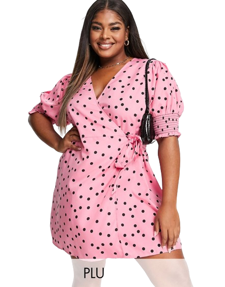 Wednesdays Girl różowa kopertowa sukienka mini plus size 50