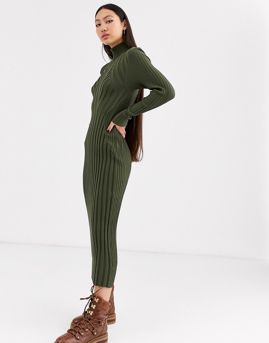 Żebrowana sukienka khaki 46 Zebrowana-sukienka-khaki-46