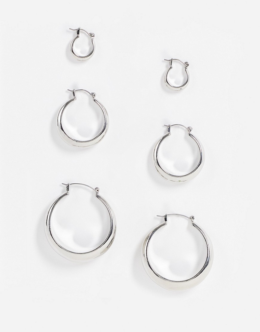 Zestaw 3 par kolczyków masywne koła w kolorze srebrnym Zestaw-3-par-kolczykow-masywne-kola-w-kolorze-srebrnym