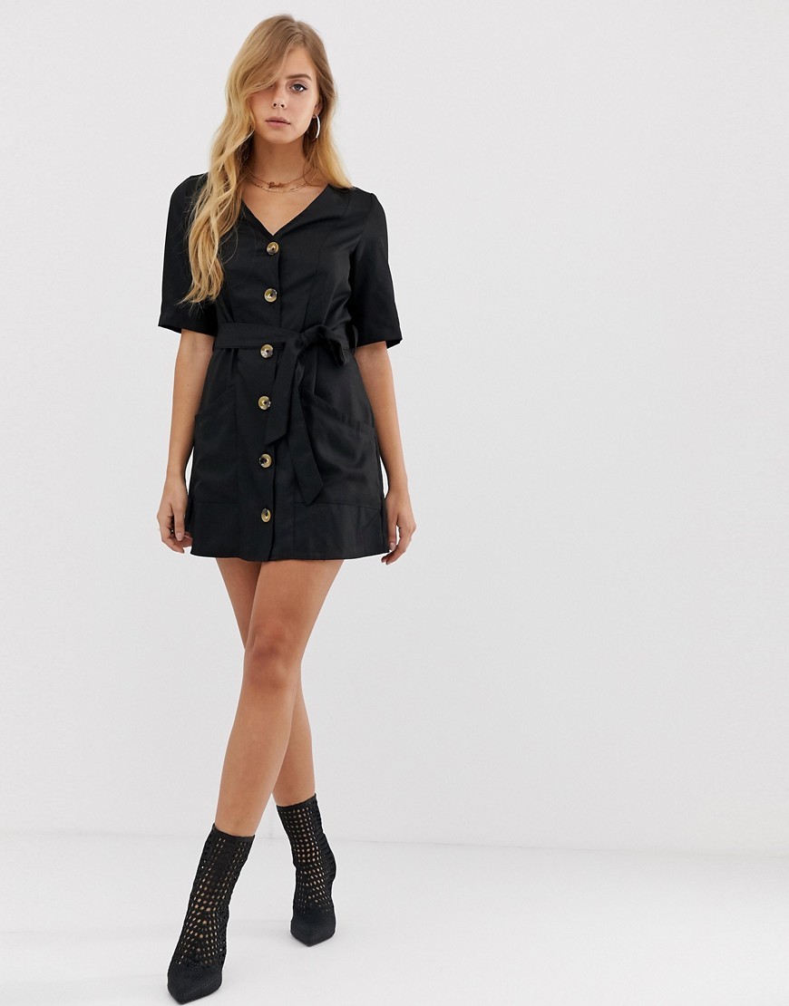 boohoo-Czarna-Sukienka-mini-wiazana-brak-guzikow-S-36-3 boohoo-Czarna-Sukienka-mini-wiazana-brak-guzikow-S-36