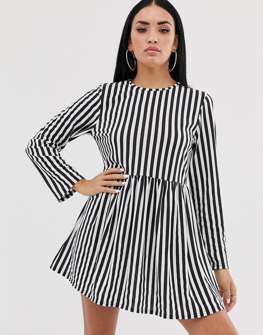 boohoo czarno biala Sukienka w paski długi rękaw na co dzień L 40 boohoo-czarno-biala-Sukienka-w-paski-dlugi-rekaw-na-co-dzien-L-40
