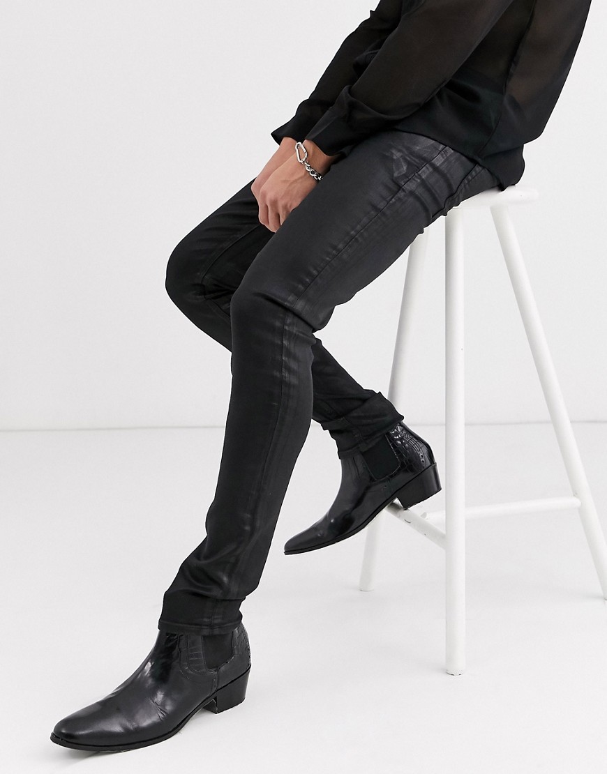 czarne-Spodnie-jeansowe-woskowane-dopasowane-defekt-W34-L30