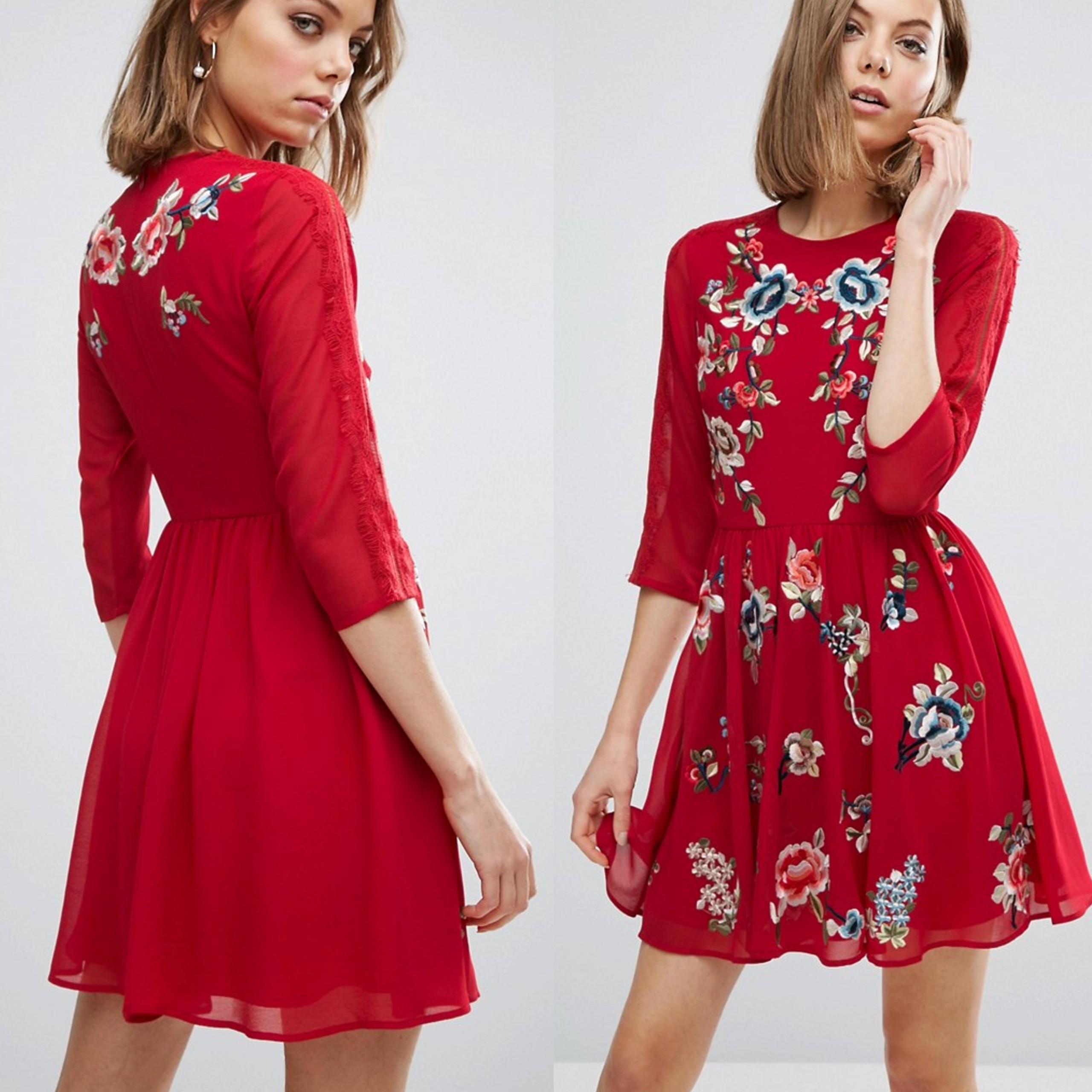czerwona sukienka mini kwiaty XL 42 czerwona-sukienka-mini-kwiaty-XL-42