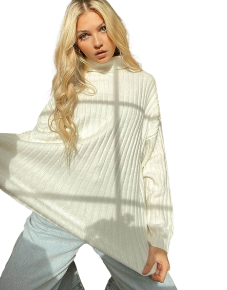 damski kremowy sweter oversize 34