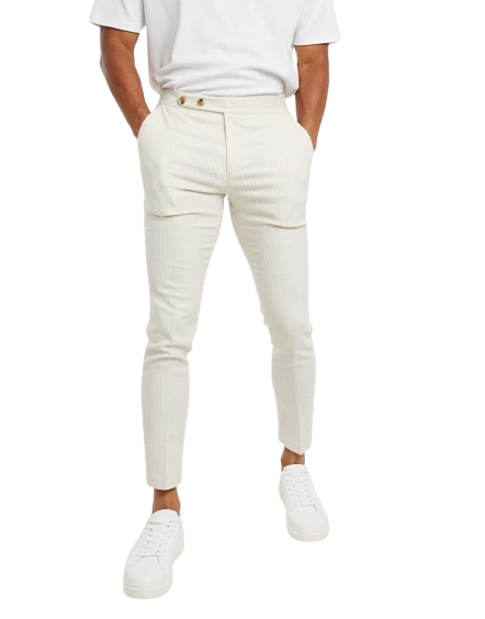 męskie beżwe spodnie skinny defekt W28 L32