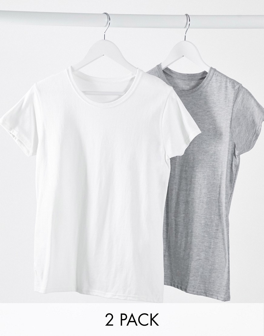 Daisy Street damski szary biały prosty t-shirt 2 pack 38 e3e5587ff638ce67f95445bd90963a02