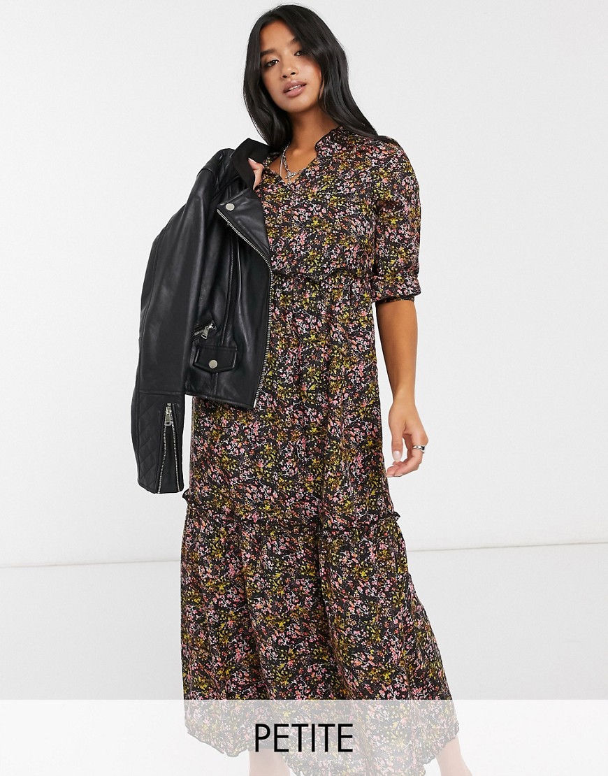 Only Petite – Luźna sukienka midi z długim rękawem z nadrukiem w kwiaty 38 f138f0f4f823d4900077dfbc079eca23